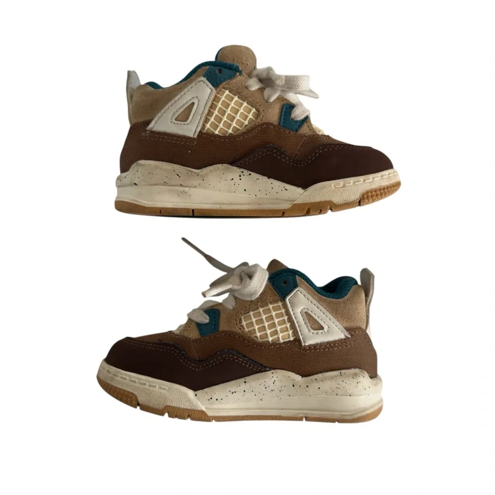Jordan Toddler Sneakers Size 7C Brown Tan Teal Lace Up Shoes - Picture 4 of 9